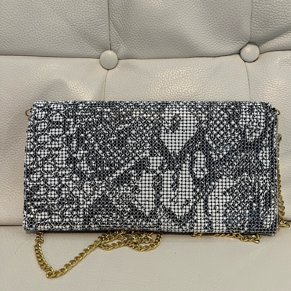 One of a Kind Vintage BCBGMaxAzria Snakeskin Print Chain Metal Clutch - Picture 5 of 9